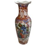 Large Chinese vase decorated with figures and temples in floral landscape, 61.5cm.