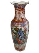 Large Chinese vase decorated with figures and temples in floral landscape, 61.5cm.