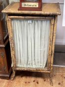 Victorian bamboo glazed panel door cabinet, 96cm by 56cm by 39cm.