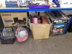 Clarke Weld Mig 90 welding machine, BOC welder, welding helmets, Sony Giga Juke sound system,