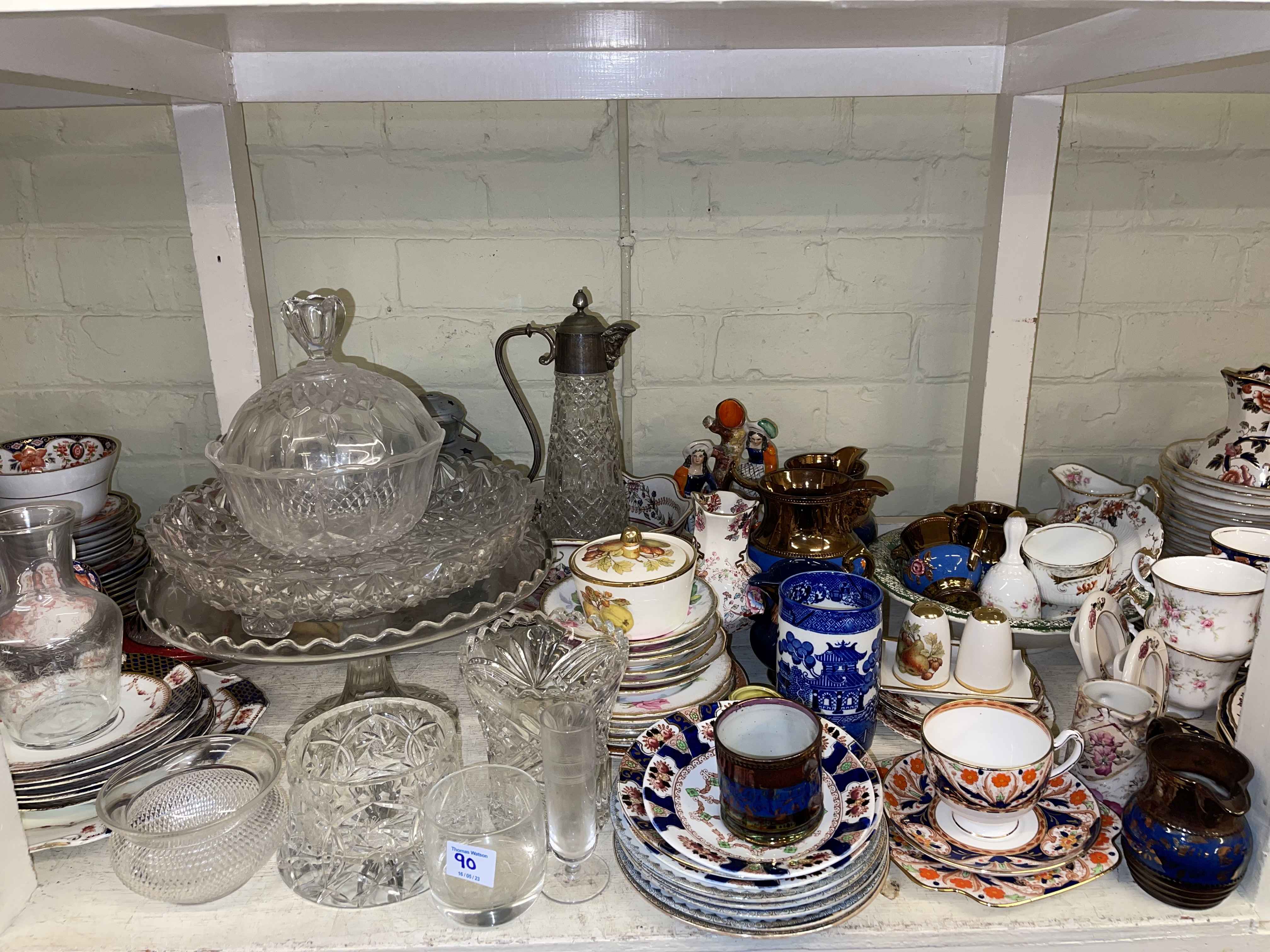 Large collection of early Victorian porcelain, part tea sets, decorative pottery, glasswares, - Image 3 of 6