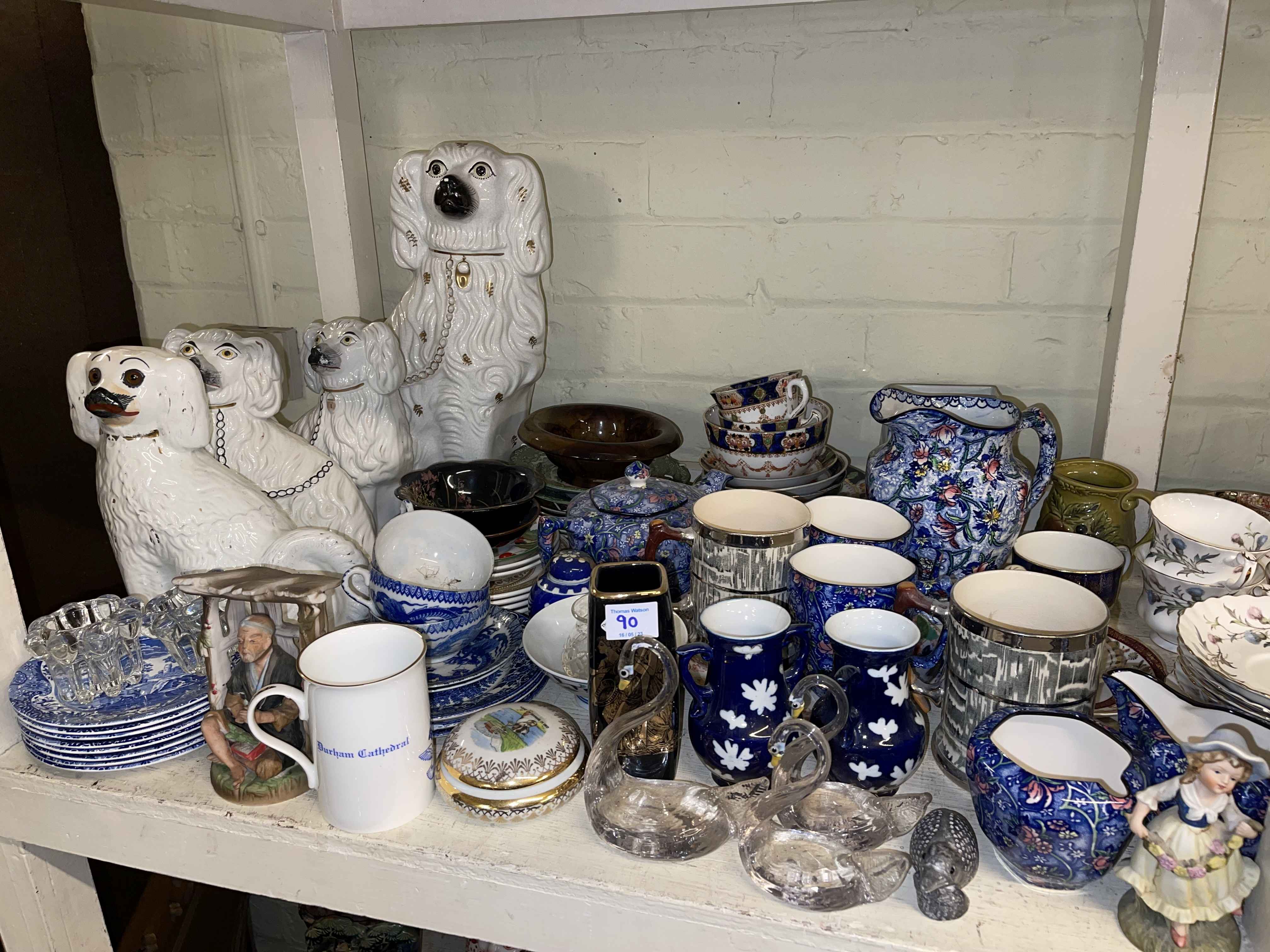 Large collection of early Victorian porcelain, part tea sets, decorative pottery, glasswares, - Image 6 of 6