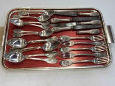 Collection of Continental silver cutlery marked GUTRUF 800, each having a coat of arms crest.