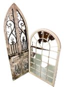 French style arched top wall mirror in the form of a pair of doors, 179cm by 57cm,