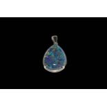 Boulder opal sterling silver mounted pendant.