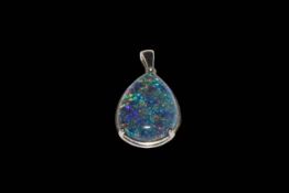 Boulder opal sterling silver mounted pendant.