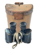 Pair of Kershaw 1942 6x30 military binoculars in fitted leather case.