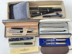 Collection of pens including Sheaffer, Parker and Conway Stewart.