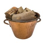 Ornate copper two handled log bucket, 31cm high.