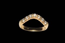 Diamond seven stone 18 carat gold ring, size S.