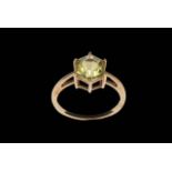 Polaris cut lemon quartz 9 carat gold ring, size Q, with certificate.