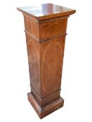 Edwardian inlaid mahogany pedestal, 106cm by 30.5cm by 30.5cm.