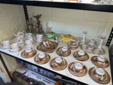 Noritake teaware, New Chelsea teaware, Limoges trinket set, two Continental groups, two car teapots,