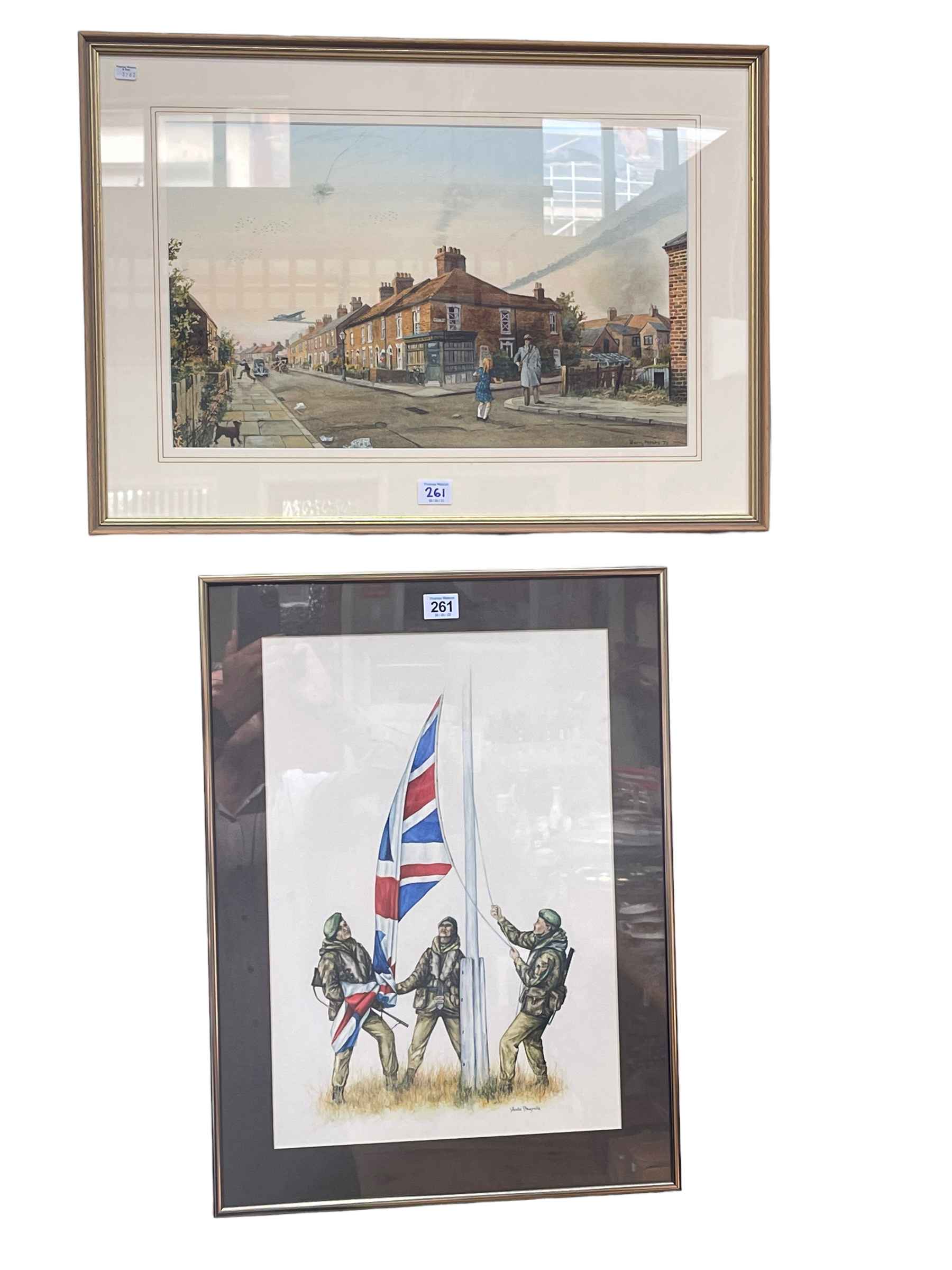 Harry Peters, Take Cover, watercolour, signed an dated 79 lower right, 28.5cm by 46.