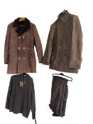 Winter clothing including Suede jacket, Hoggs of Fife trousers and jumper,