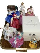 Nine Royal Doulton ladies, character jug and Bunnykins figure.