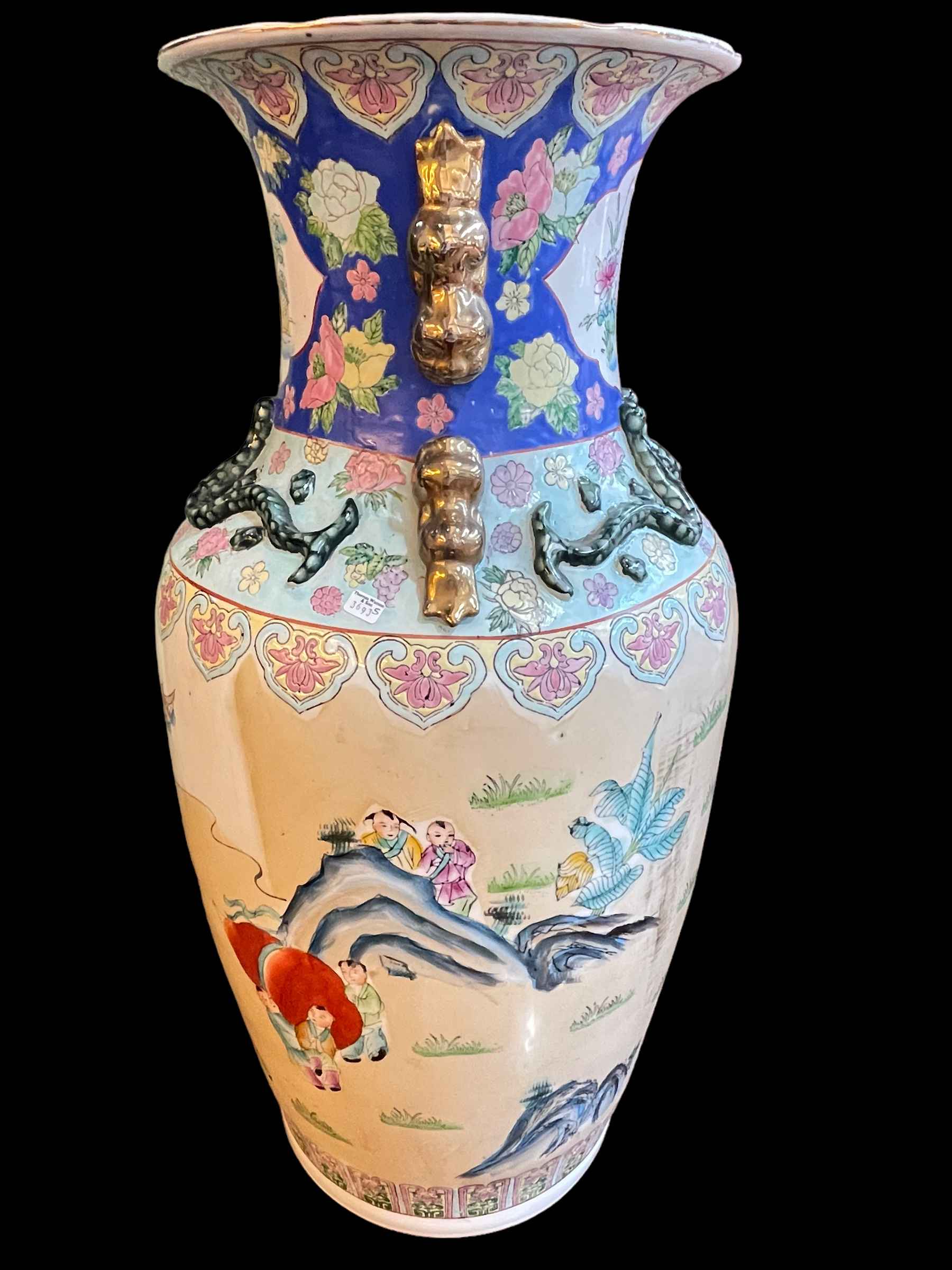 Large Chinese floor vase decorated with figures in landscape, 76cm high. - Image 2 of 4