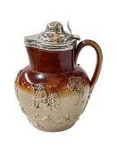 Early 19th Century silver mounted stoneware jug, London 1816, 19.5cm.