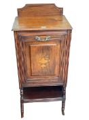 Late Victorian inlaid fall front music cabinet, 97.5cm by 43cm by 35cm.