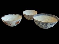 Three large Chinese porcelain bowls.
