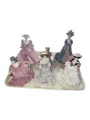 Six Coalport ladies including Minster Belle, Royal Enclosure at Ascot, Barbara Ann, etc.