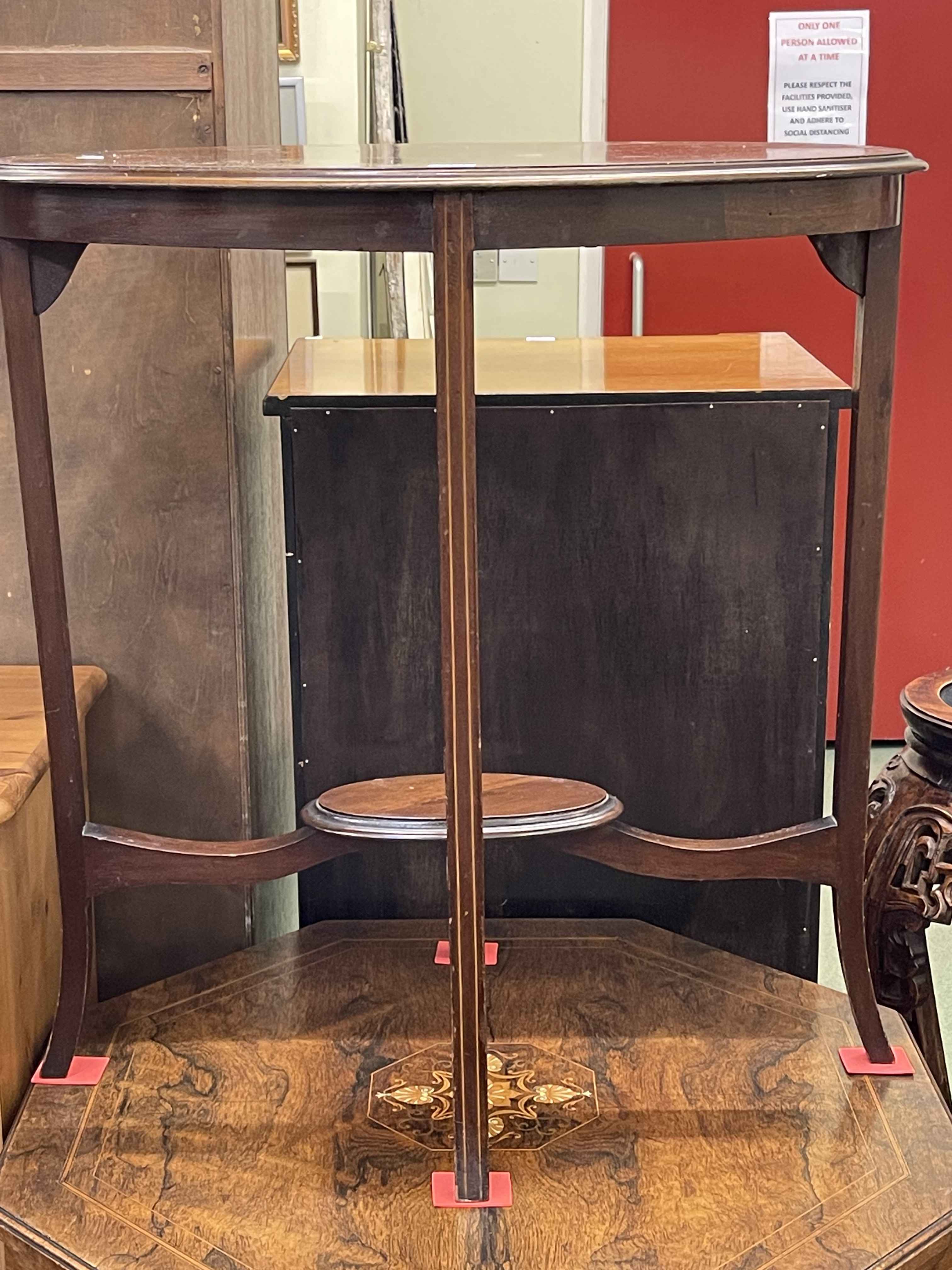 Octagonal flip top occasional table and Edwardian mahogany oval occasional table (2). - Image 2 of 2