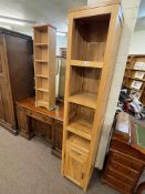 Contemporary slim oak open cabinet, 180.