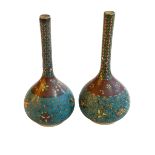 Pair of Chinese porcelain and cloisonné vases impressed marks to base, 21cm high.
