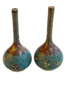 Pair of Chinese porcelain and cloisonné vases impressed marks to base, 21cm high.