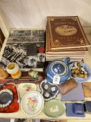 Wedgwood Jasper teapot and dishes, Double Gun Journal Volumes, china, jewellery boxes, etc.