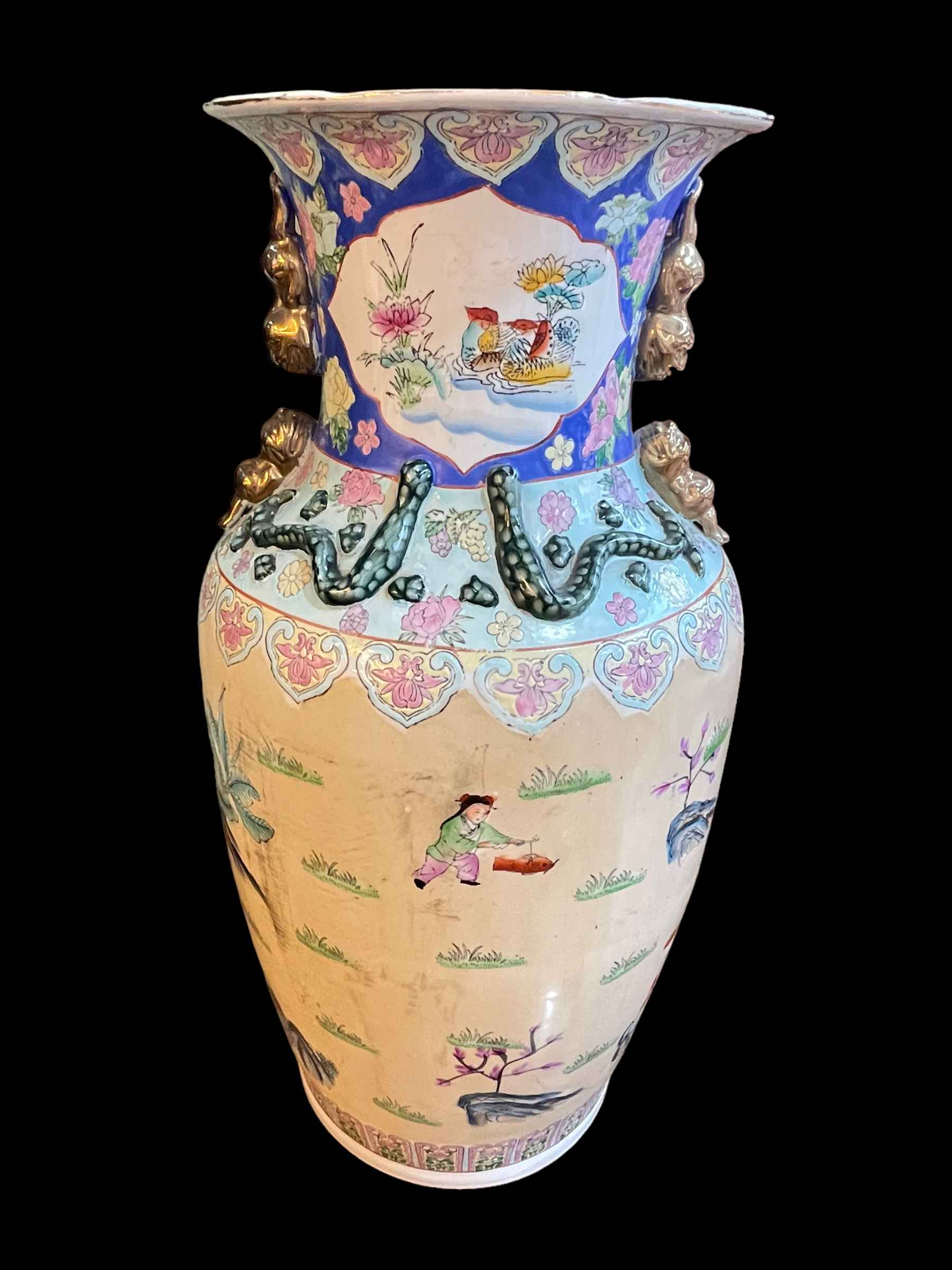 Large Chinese floor vase decorated with figures in landscape, 76cm high. - Image 3 of 4