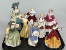 Collection of Royal Doulton, Coalport lady figurines including Margaret, Daphne, Buttercup, etc.