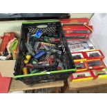 Collection of model trains, Action Men figures, boxed Hornby carriages, etc.