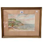 R Mason, Coastal Scene, watercolour, signed lower right, 19cm by 29.5cm, in gilt glazed frame.