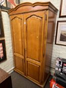 French style double door armoire, 195cm by 110cm by 60cm.