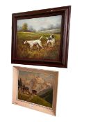 Framed oil on canvas of Game Dogs and Alpine oil on board (2).