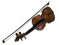 Violin with internal label marked Giovanni Paolo Maggini, and bow.