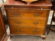 Three drawer mahogany chest and Victorian mahogany three tier open bookcase (2).