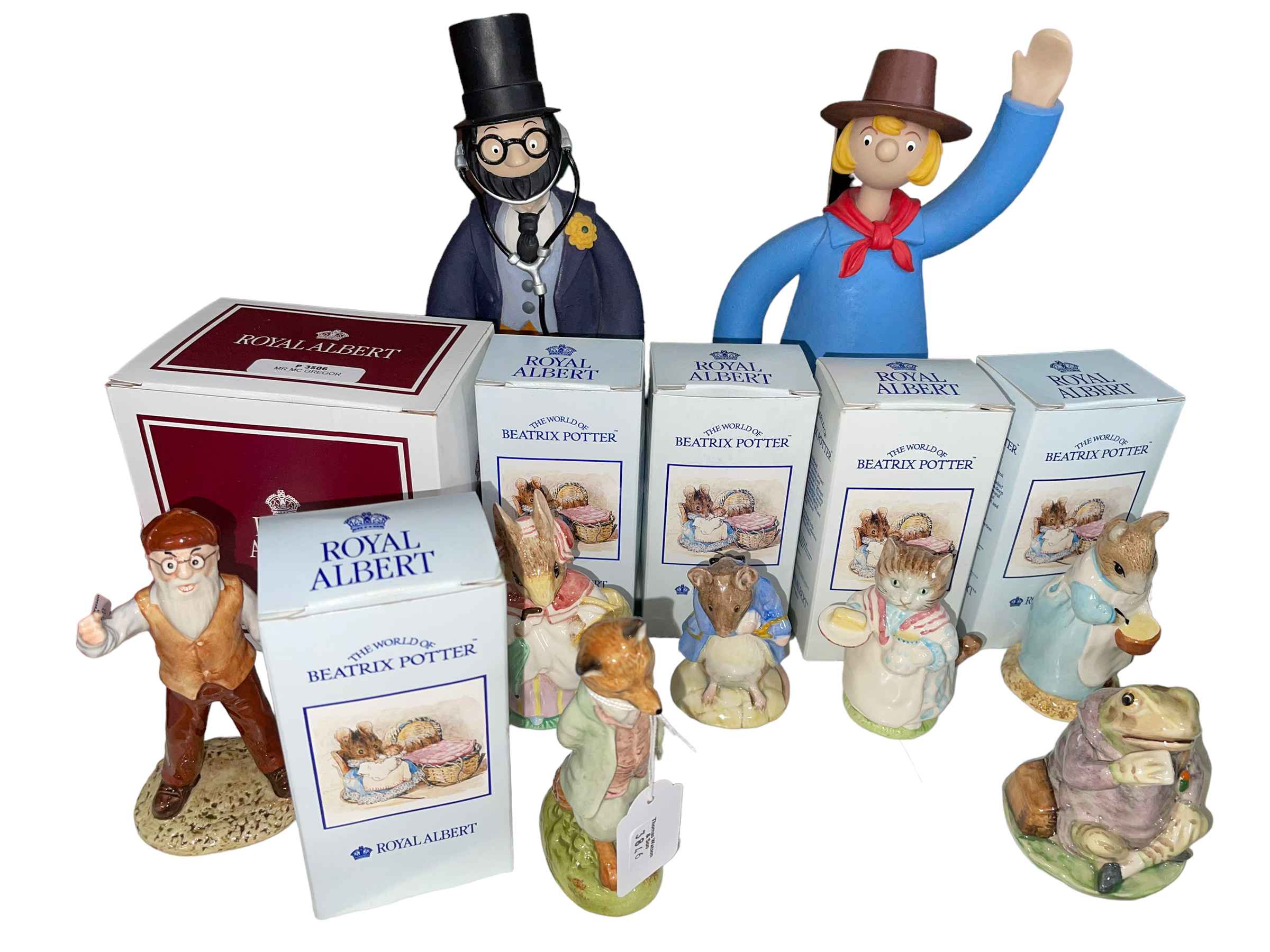 Seven Royal Albert Beatrix Potter figurines and two Robert Harrop limited edition sculptures,