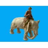 Royal Dux model of an Elephant and Mahout, impressed number 1901.