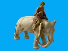 Royal Dux model of an Elephant and Mahout, impressed number 1901.