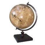 Terrestrial globe on stand, 46cm high.
