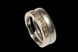 18 carat white gold five stone diamond eternity ring, size M, and platinum wedding ring, size P.