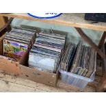 Three boxes of LP records including The Beatles.