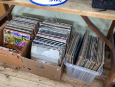 Three boxes of LP records including The Beatles.