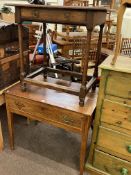 Antique jointed oak single drawer side table and Georgian mahogany single drawer side table (2).