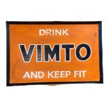 Framed sign marked Vimto, 46cm by 31cm.