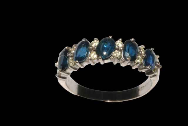 Sapphire and diamond seventeen stone ring,