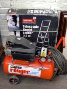 Clarke Ranger air compressor and as new telescopic combi-ladder (2).