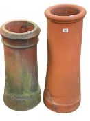 Two terracotta chimney pots, tallest 78cm.